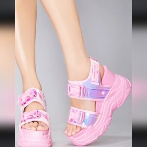 Anthony Wang X LASR Electric Barbie Pink Platform Sandals